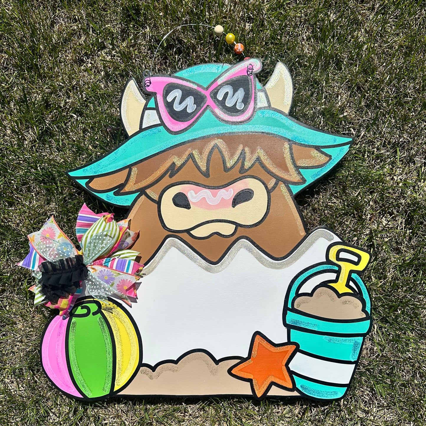 Summer Highland Cow Door Hanger