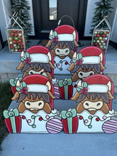 Load image into Gallery viewer, Highland Cow Christmas Door Hanger