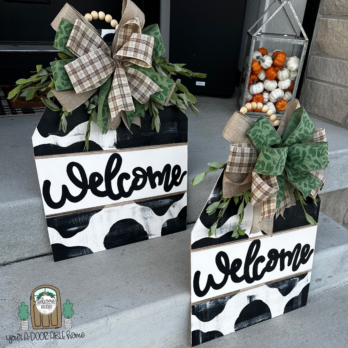 Welcome Cow Tag Door Hanger