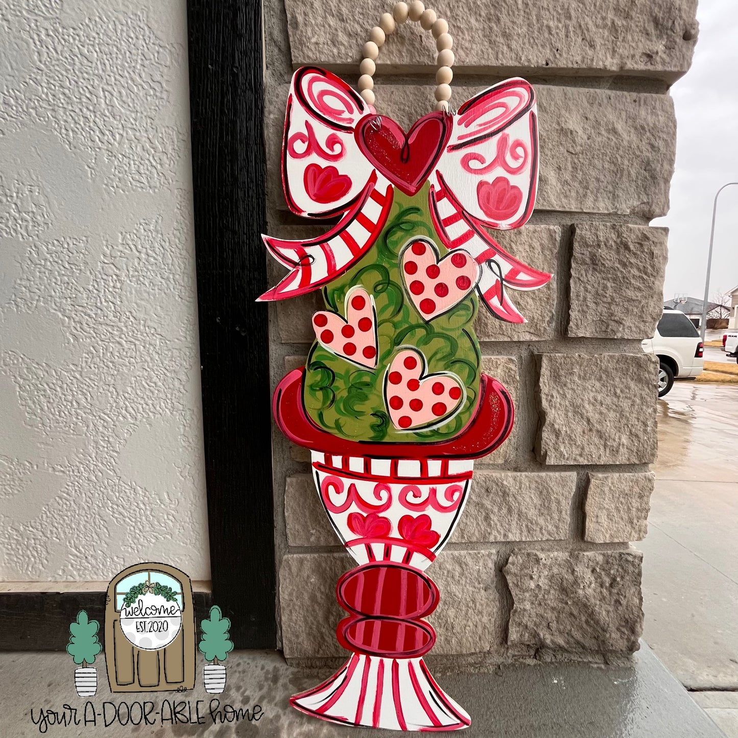 Valentine’s Day Topiary Door Hanger