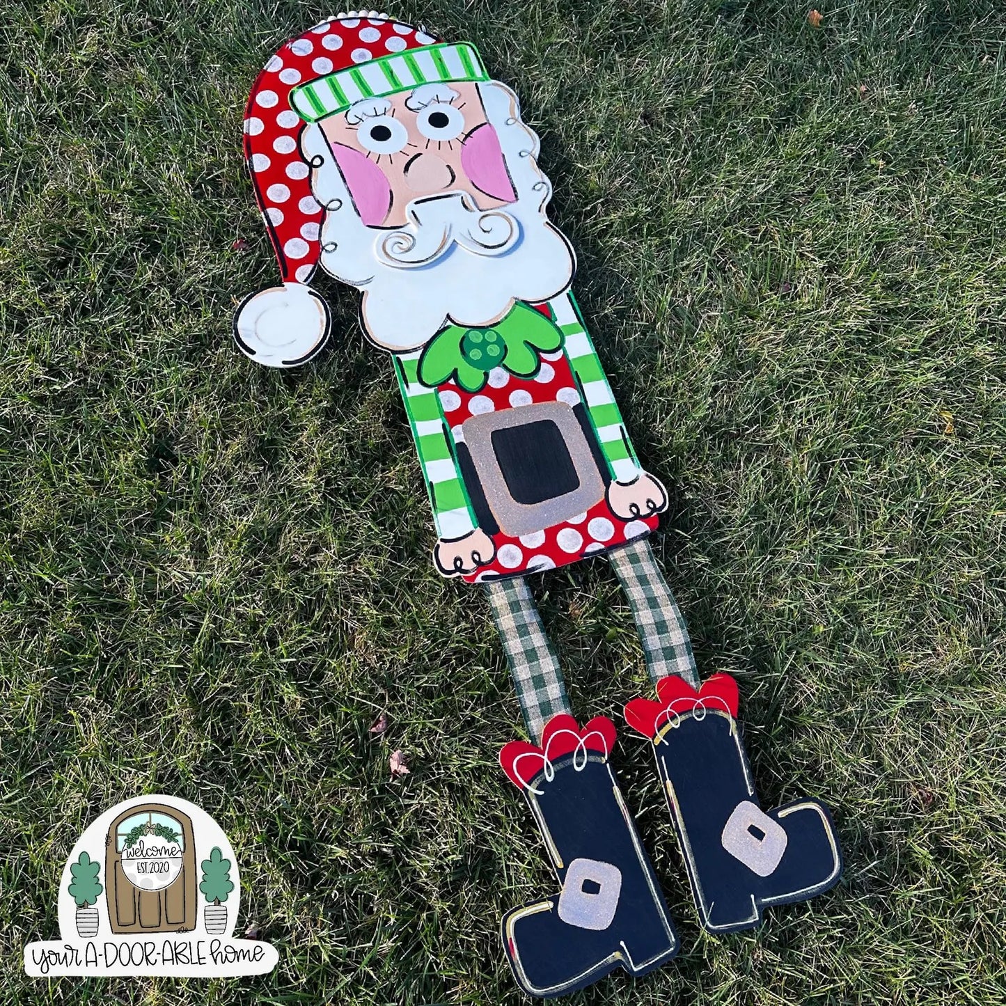 XL Ribbon Leg Santa Door Hanger