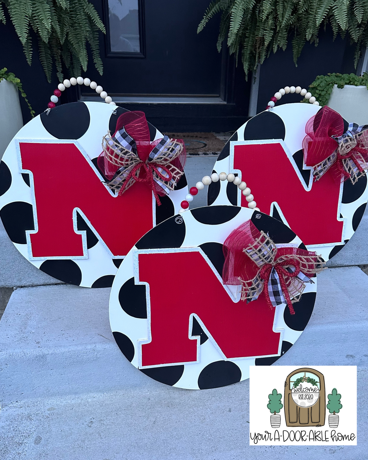 Husker Polkadot Door Hanger