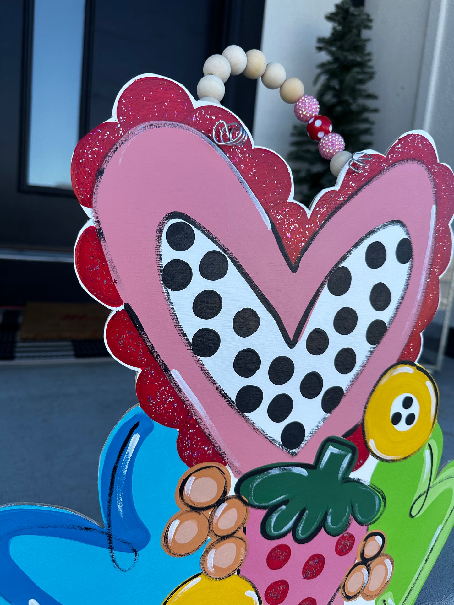 Valentine’s Day Heart and Floral Door Hanger