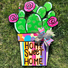 Load image into Gallery viewer, Home Sweet Home Cactus Door Hanger
