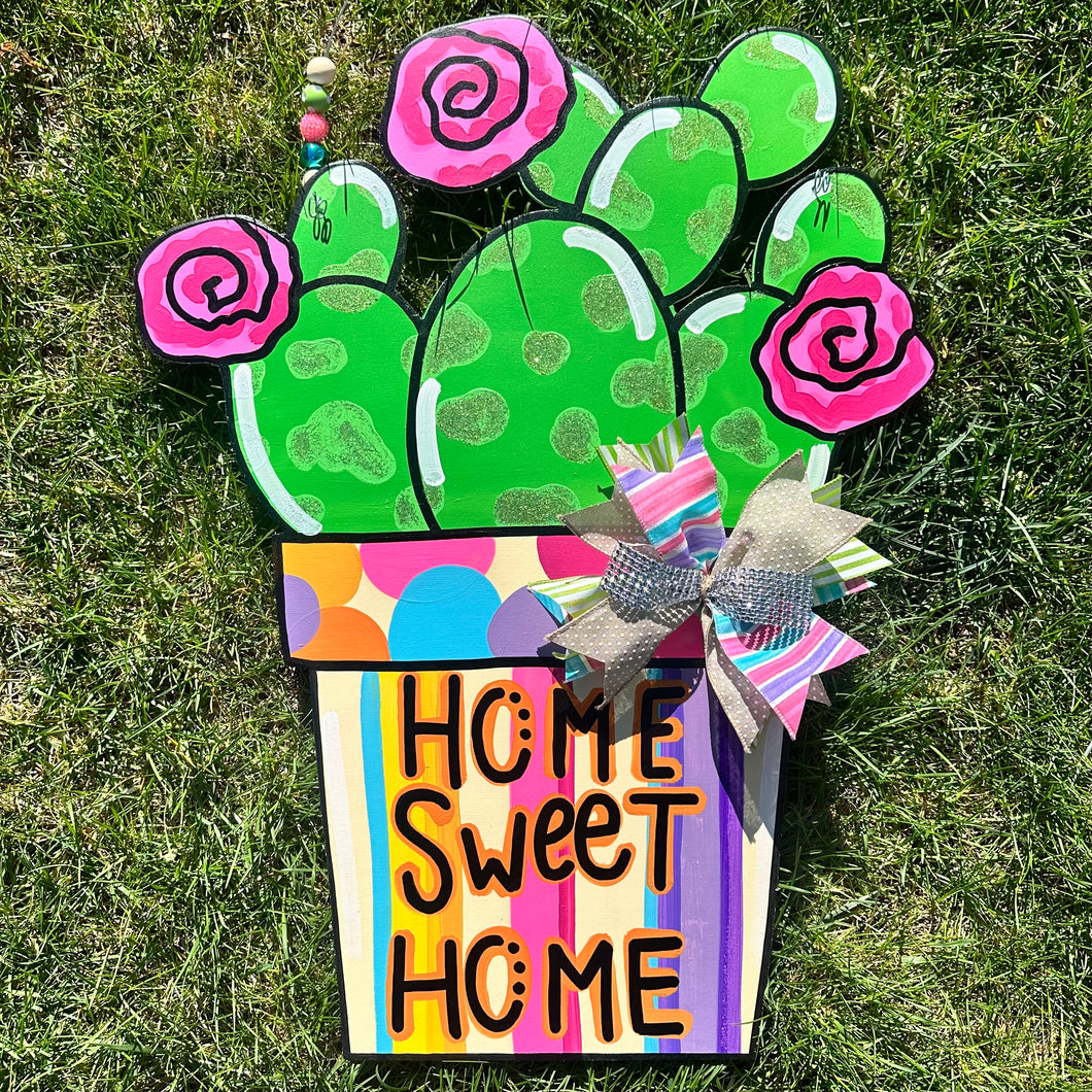 Home Sweet Home Cactus Door Hanger