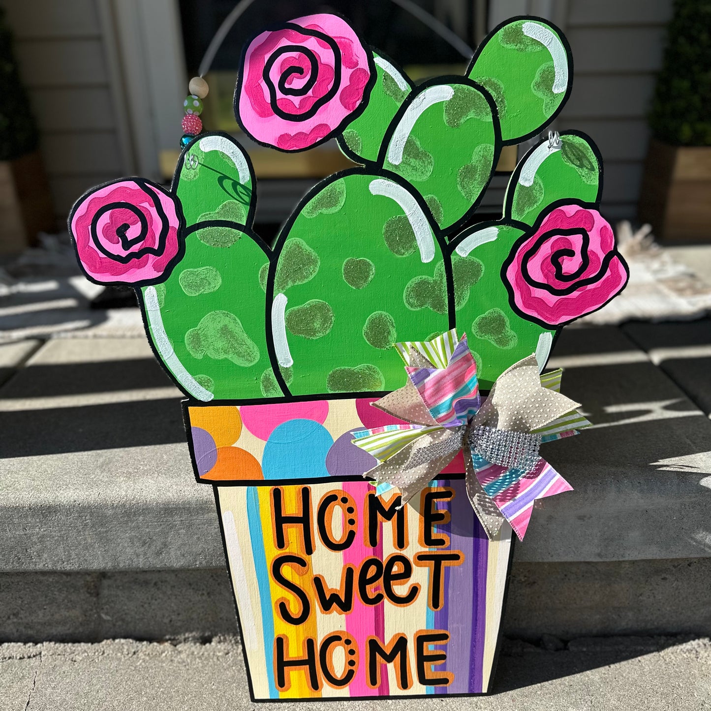 Home Sweet Home Cactus Door Hanger