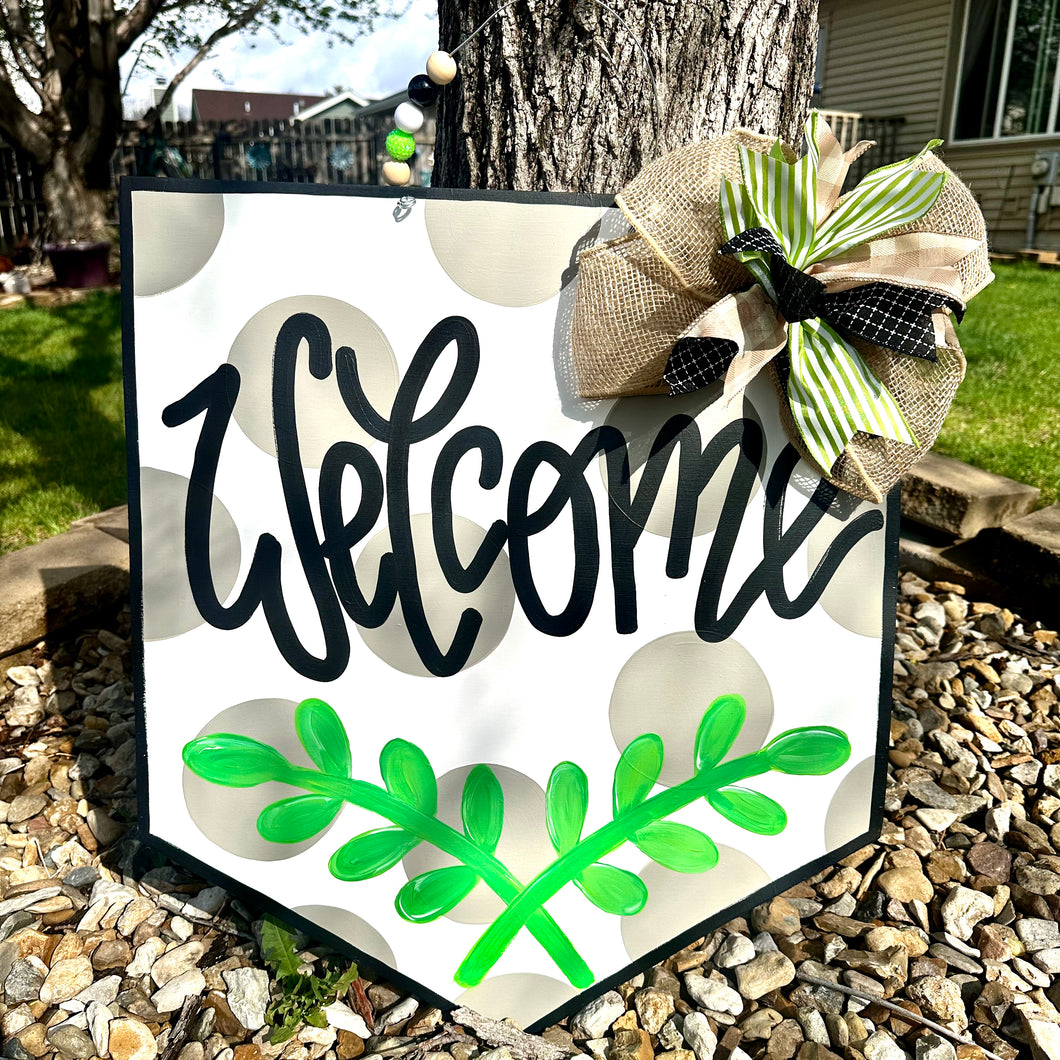 Welcome Polka Dot Door Hanger