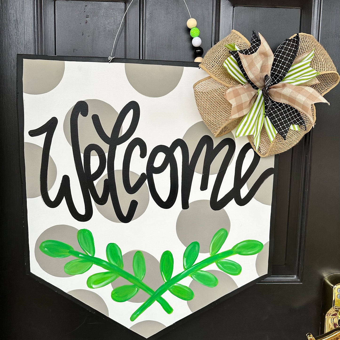 Welcome Polka Dot Door Hanger