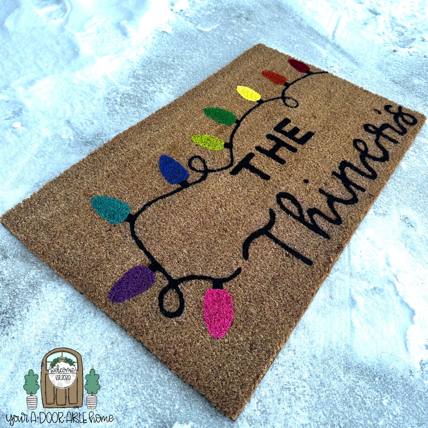Christmas Lights Door Mat