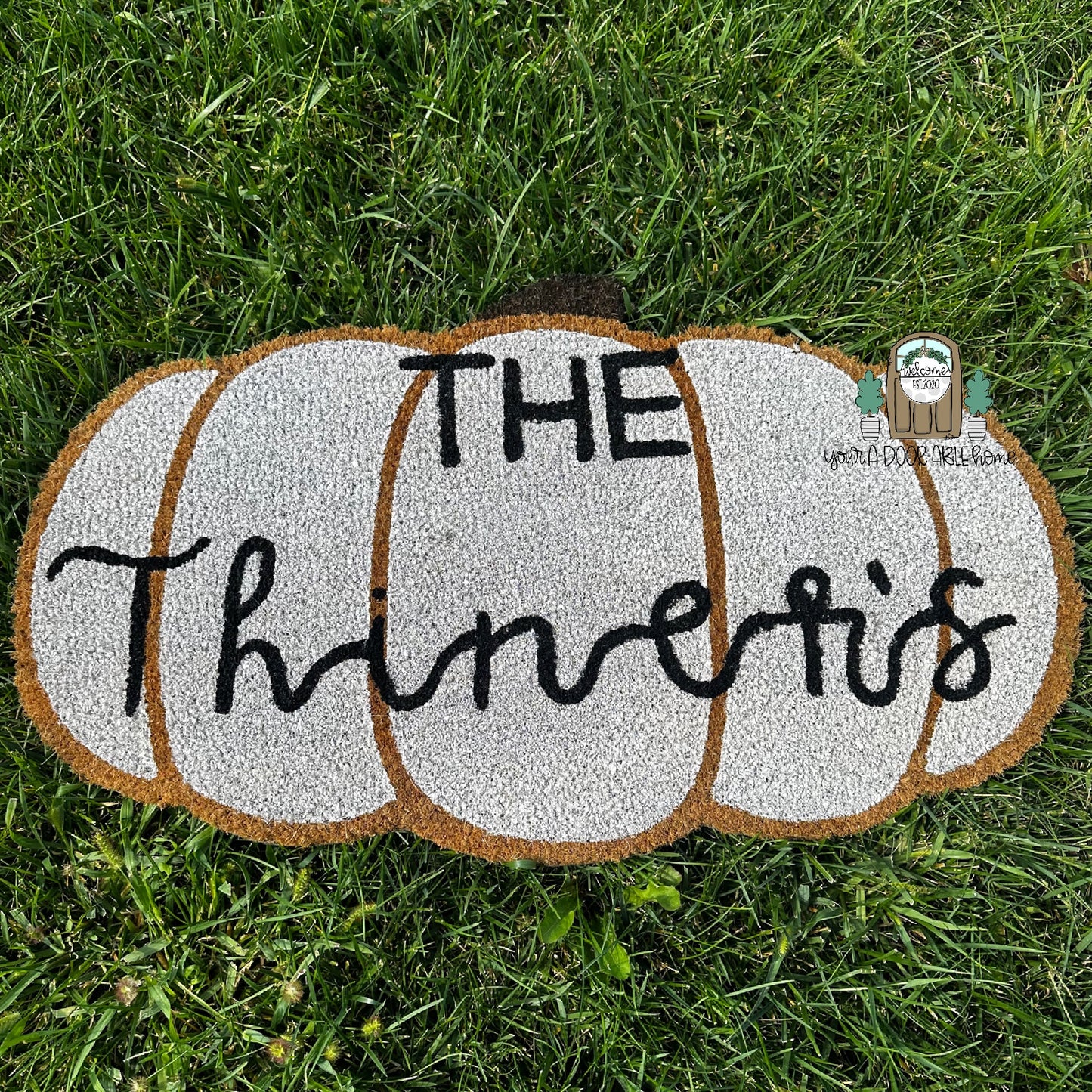 Last Name Pumpkin Door Mat