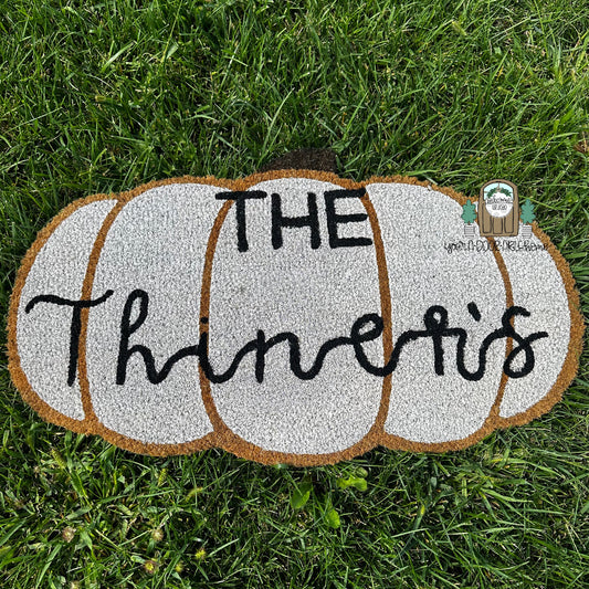 Last Name Pumpkin Door Mat