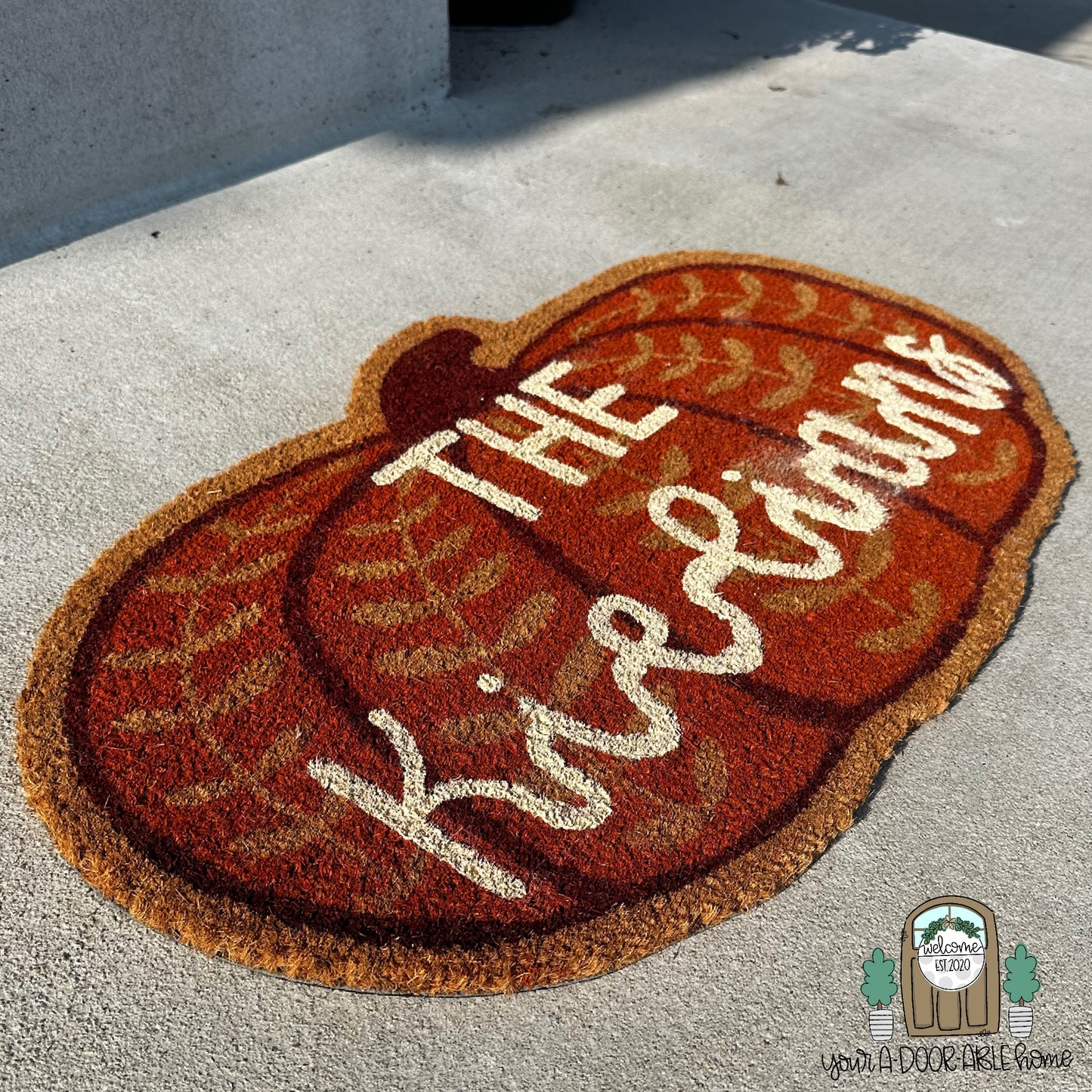 Last Name Pumpkin Door Mat