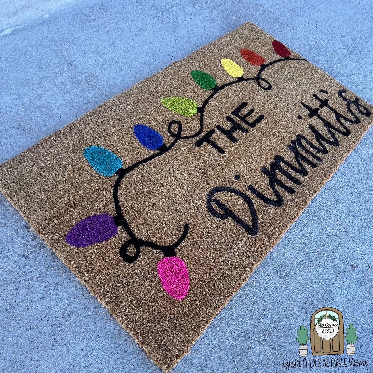 Christmas Lights Door Mat
