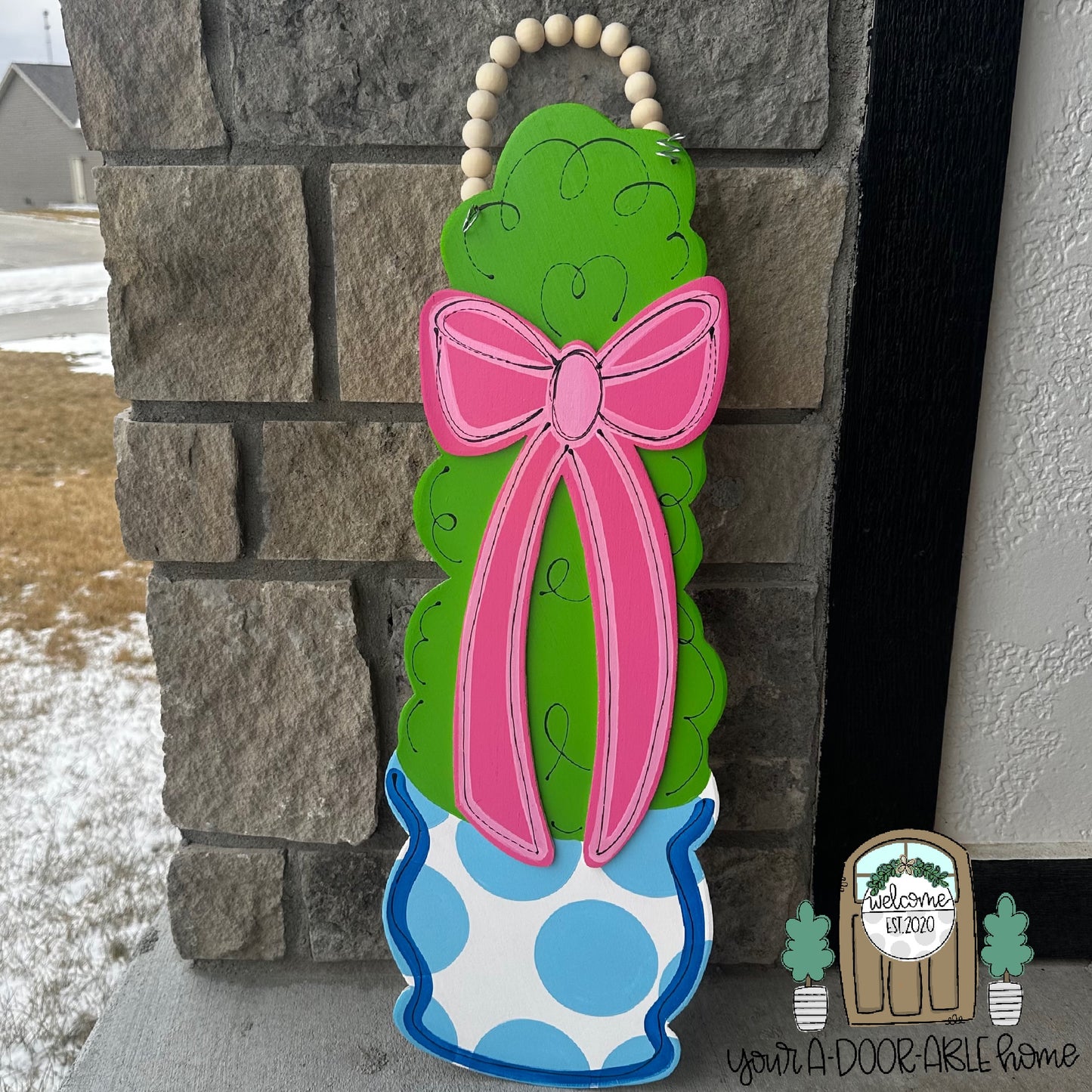 Bow Topiary Door Hanger