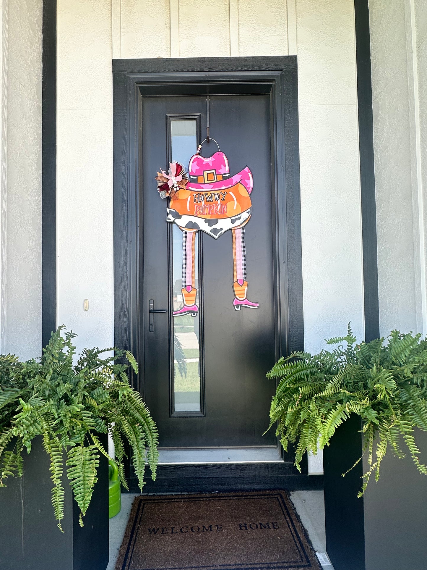 XL Ribbon Leg Howdy Pumpkin Door Hanger