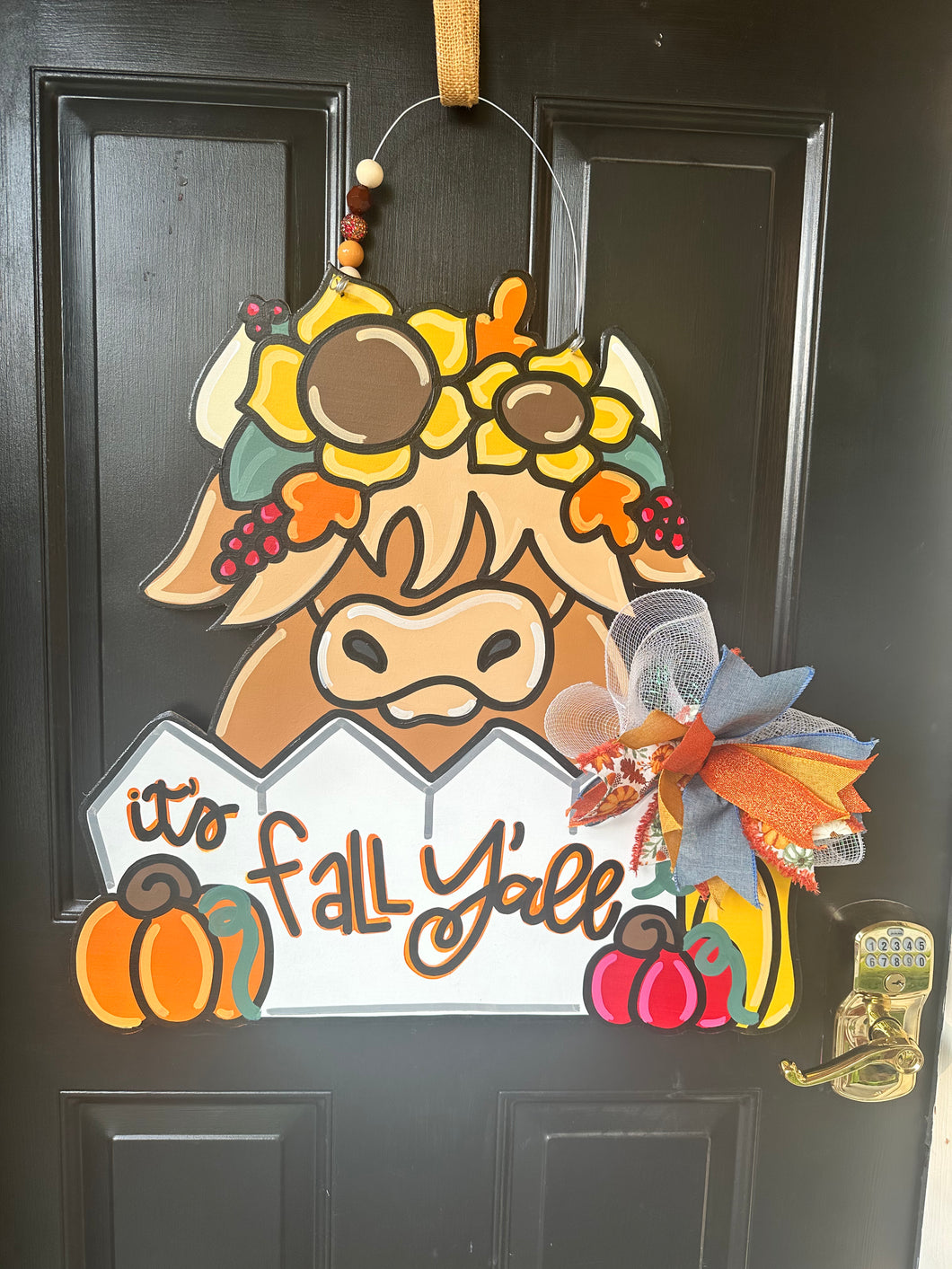 Highland Cow Fall Door Hanger