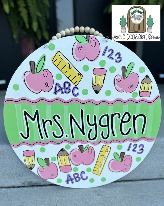 Pastel Teacher Door Hanger