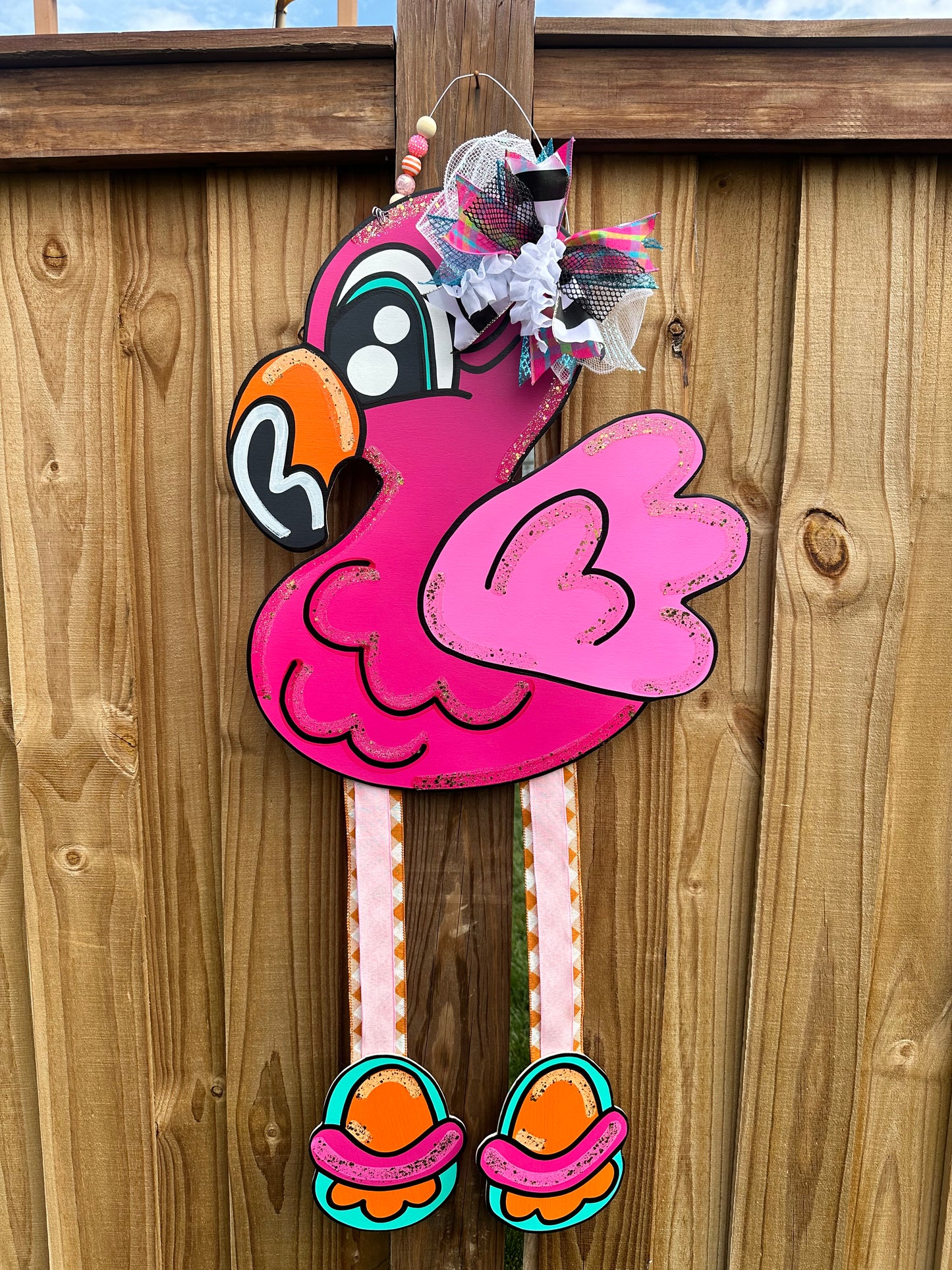 XL Flamingo Ribbon Leg Door Hanger