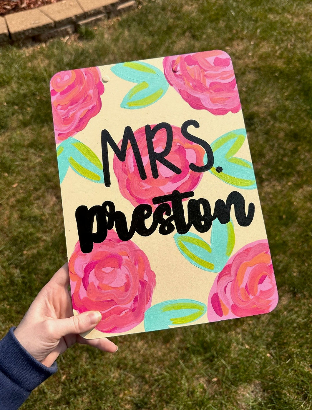 Pink and Orange Floral Clipboard