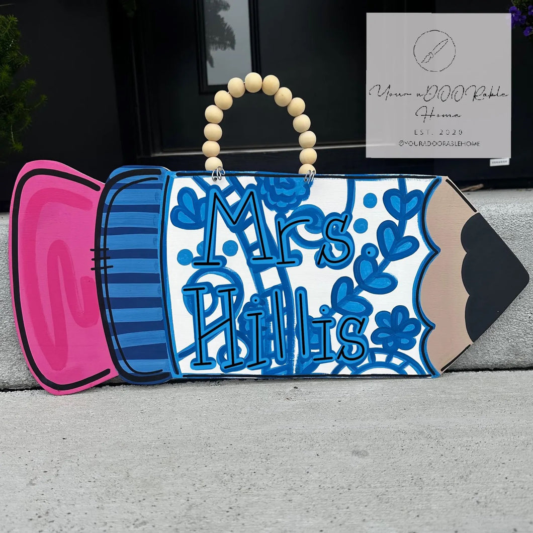 Personalized Chinoiserie Pencil Door Hanger