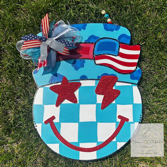 Patriotic Smiley Face Door Hanger