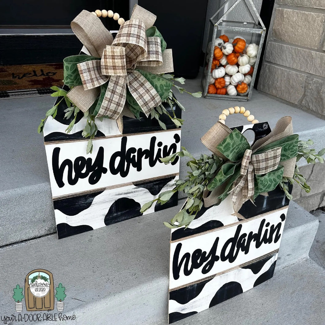 Hey Darlin' Cow Tag Door Hanger
