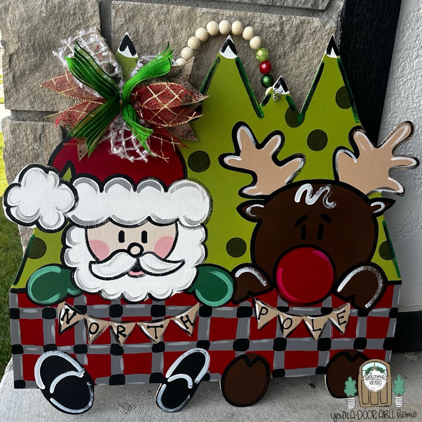 Santa and Reindeer Door Hanger
