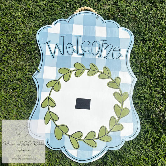 Blue Welcome Interchangeable Door Hanger