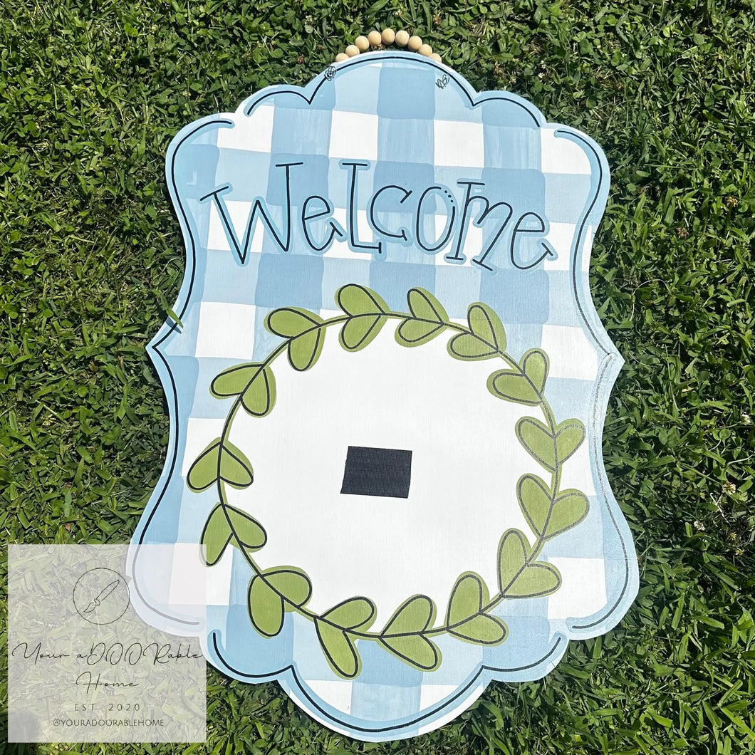 Blue Welcome Interchangeable Door Hanger