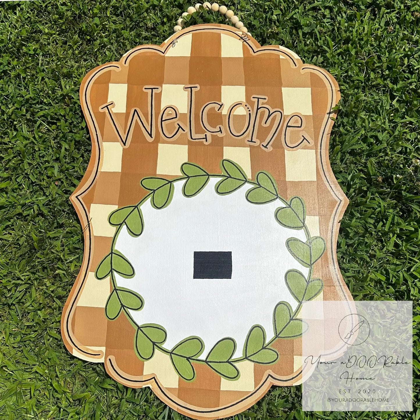 Tan Welcome Interchangeable Door Hanger