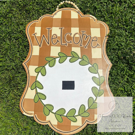Tan Welcome Interchangeable Door Hanger