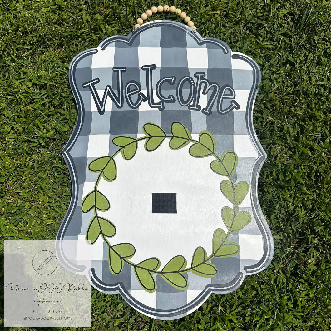 Gray Welcome Interchangeable Door Hanger