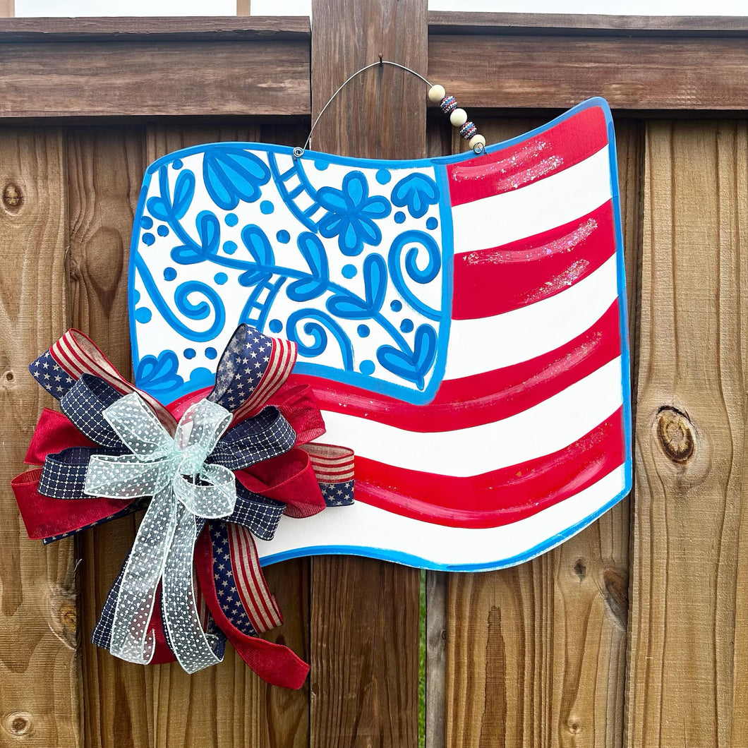Patriotic Flag Door Hanger