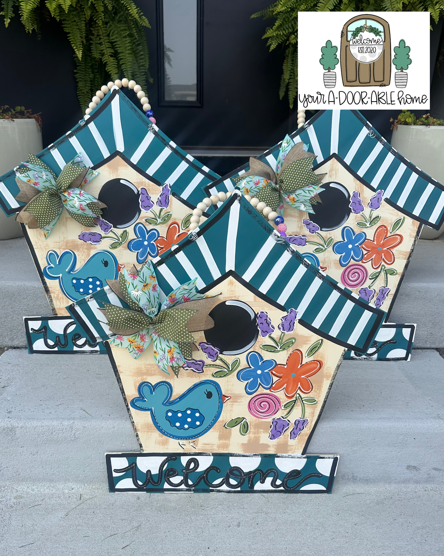 Welcome Birdhouse Door Hanger