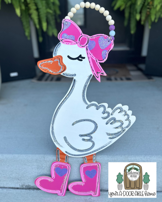 Goose with Bow Door Hanger