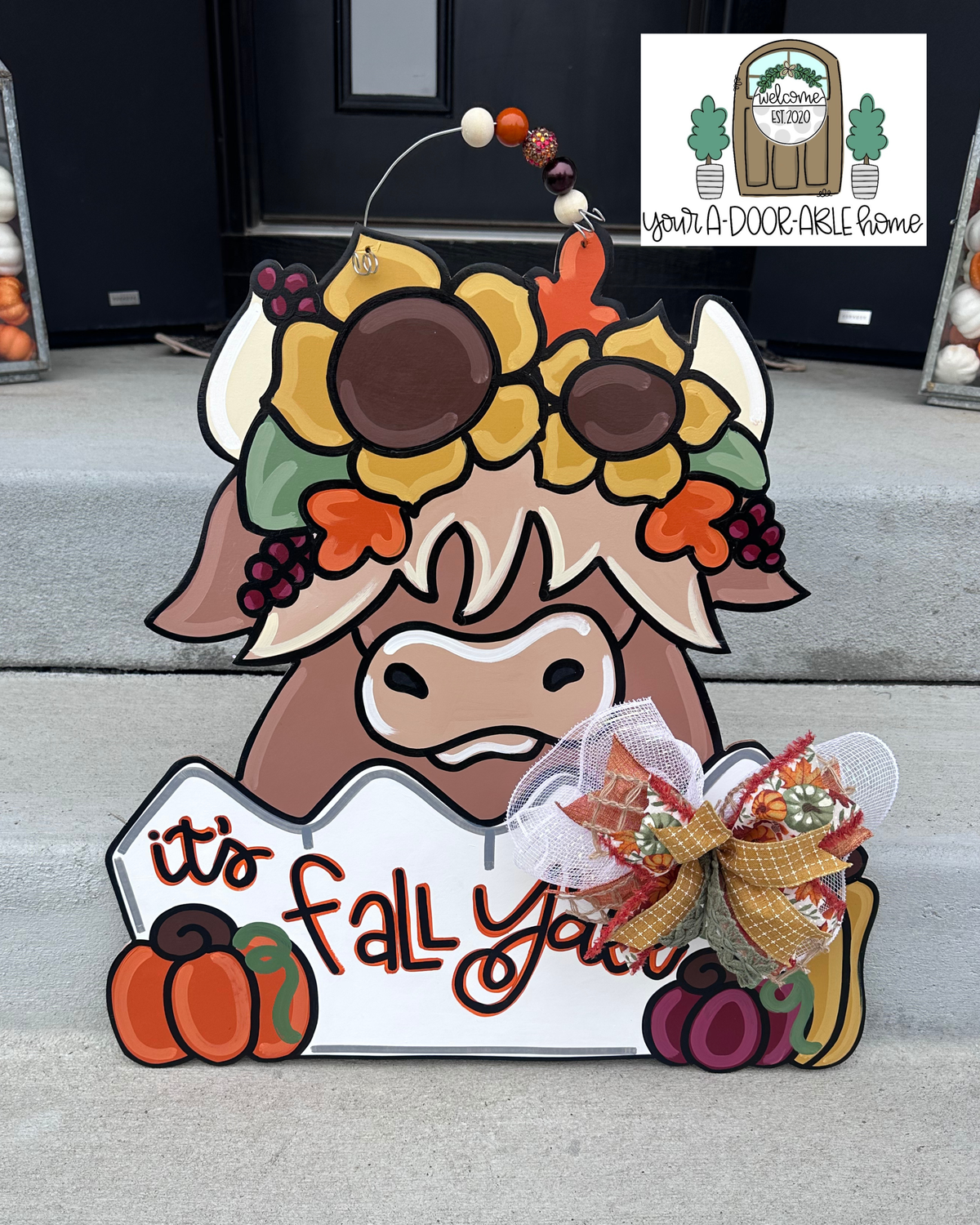 Highland Cow Fall Door Hanger