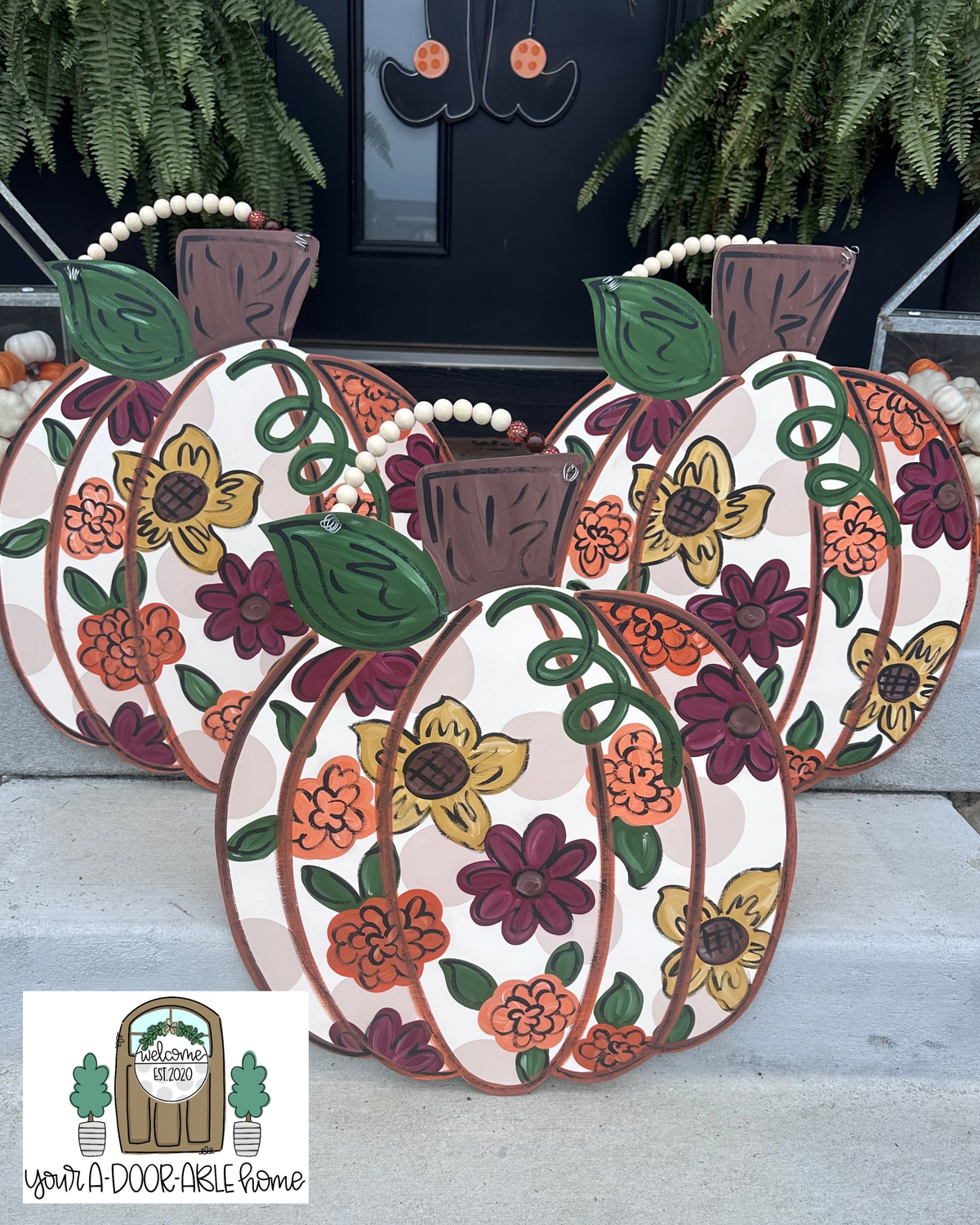 Floral Pumpkin Door Hanger