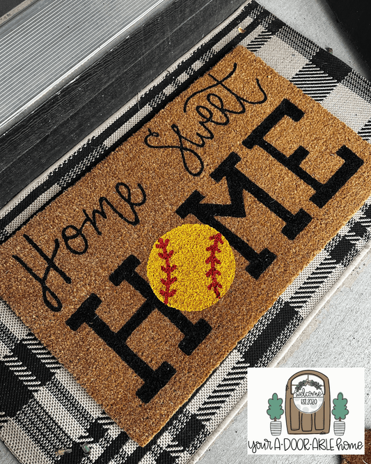 Home Sweet Home Softball Door Mat