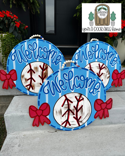 Welcome Baseball Door Hanger