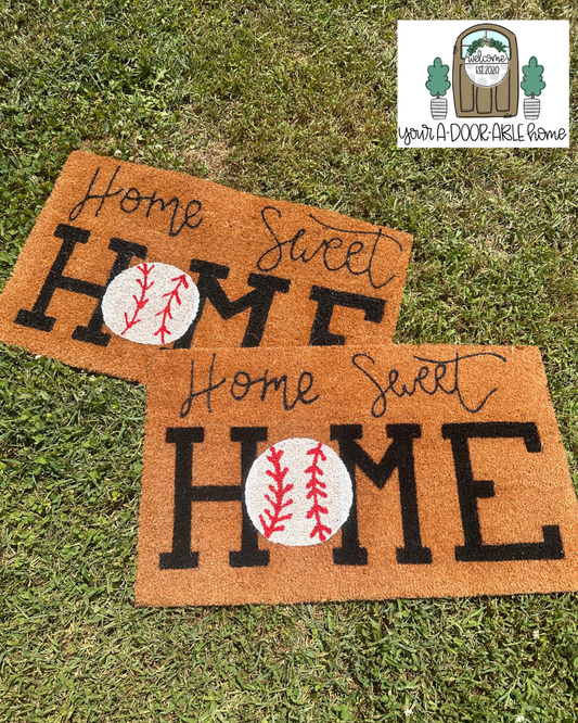 Home Sweet Home Baseball Door Mat
