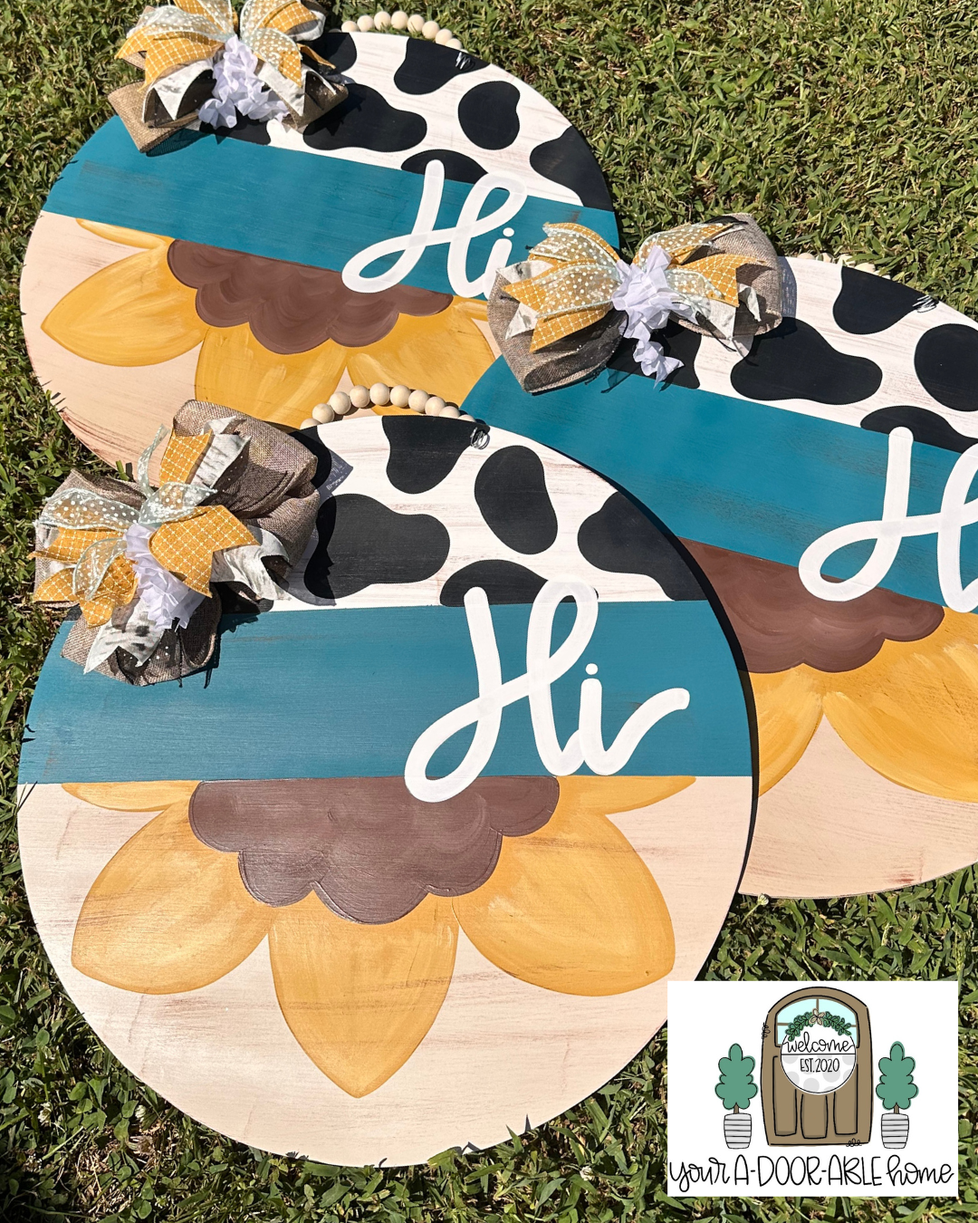 Hi Sunflower Door Hanger