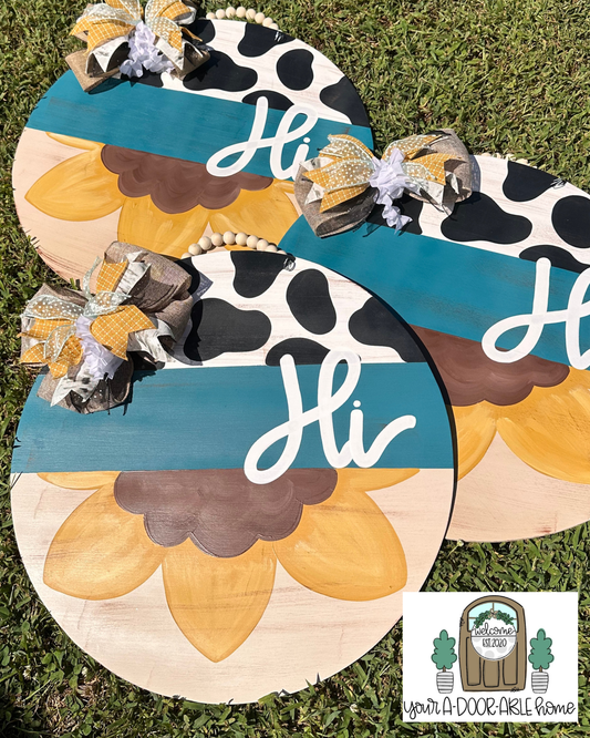 Hi Sunflower Door Hanger