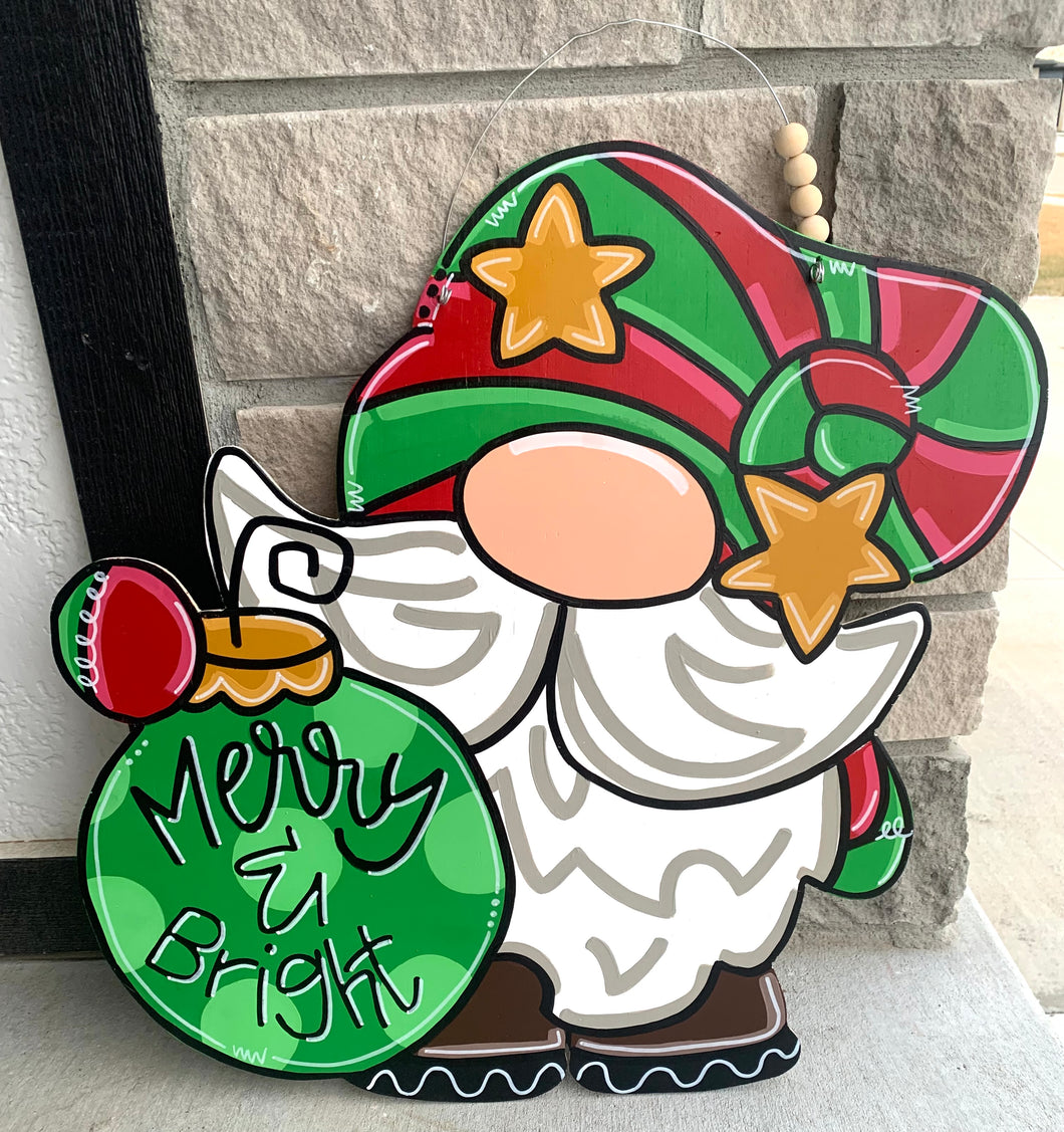 Merry & Bright Gnome Door Hanger