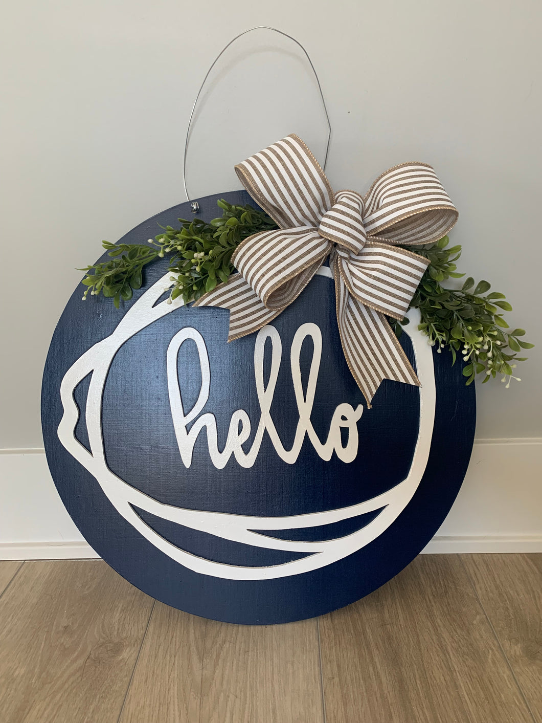 Navy 3D Hello Door Hanger