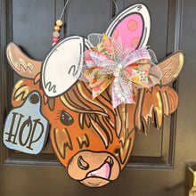 Load image into Gallery viewer, Highland Cow Easter Door Hanger
