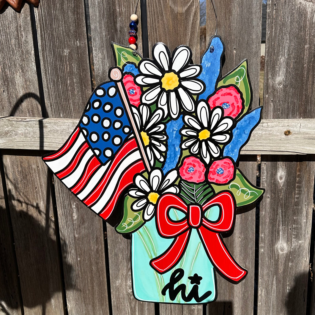 Patriotic Flower Door Hanger