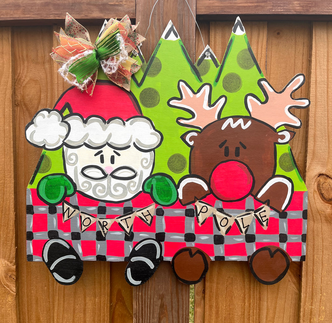 Santa and Reindeer Door Hanger