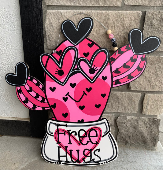 Free Hugs Cactus Door Hanger