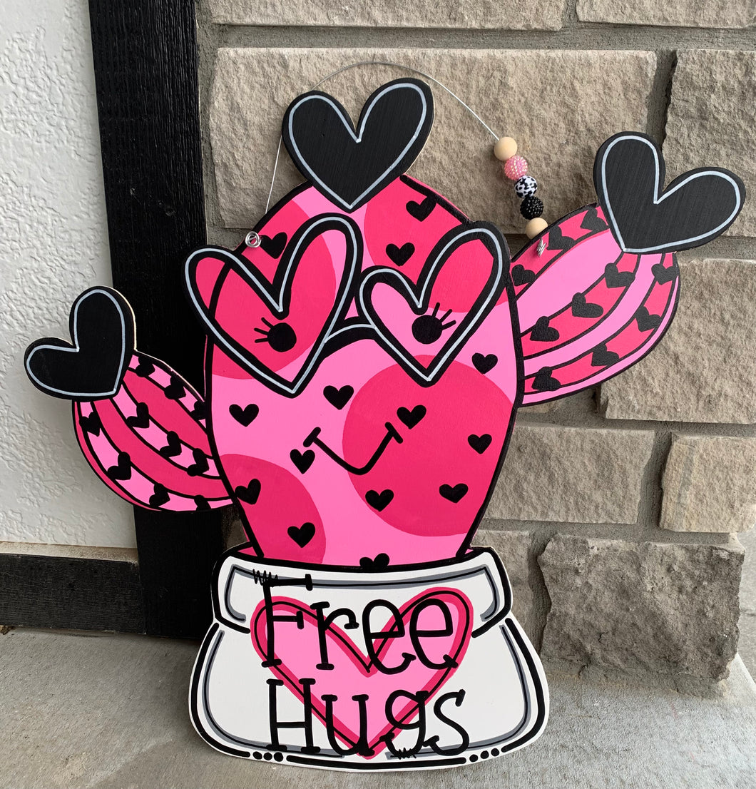 Free Hugs Cactus Door Hanger